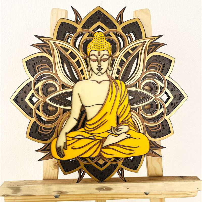 Mediating Buddha Multilayer Wooden Wall Art